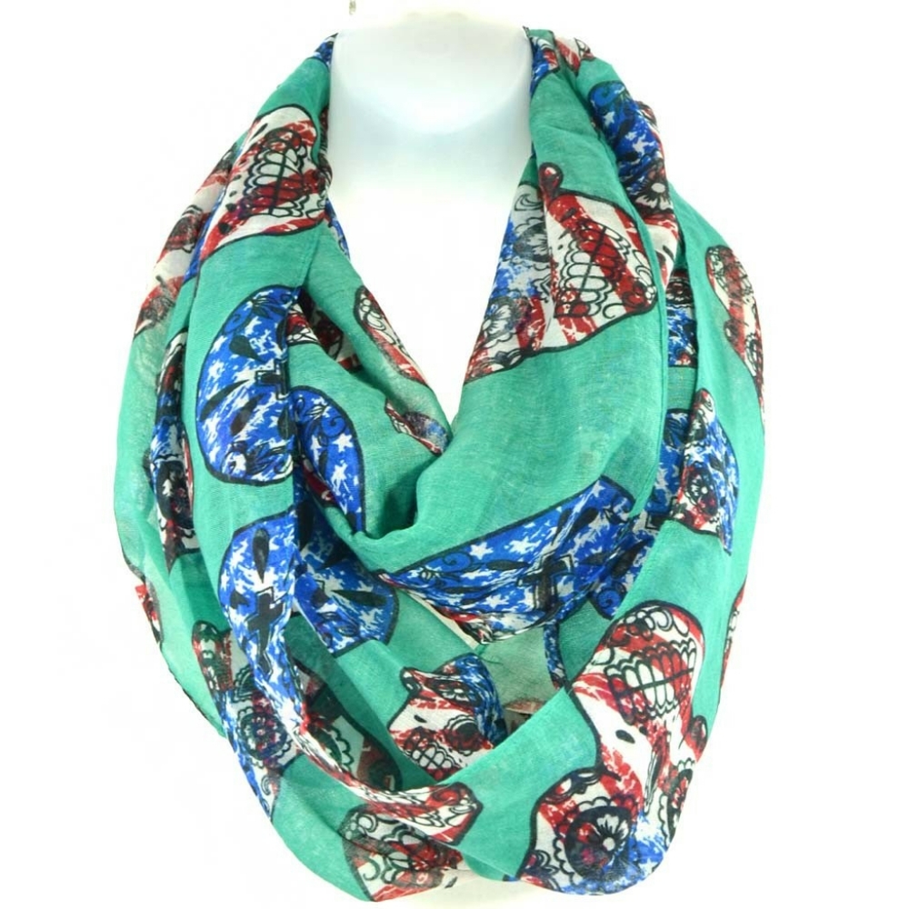 Sugar Skull American flag infinity scarf